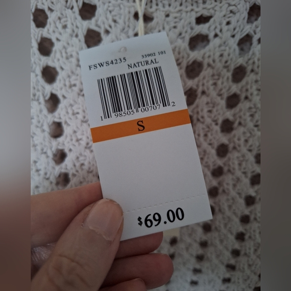 NWT Greige Oversized Women's Beige Open Knit Sweater S - Picture 6 of 7